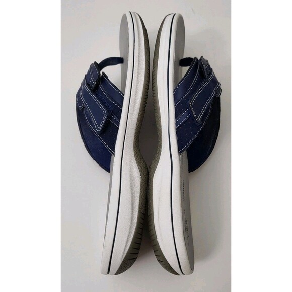 CLARKS Brinkley Jazz Flip Flop Women 9 Navy Blue Adjustable Strap Comfort Sandal - Picture 5 of 7